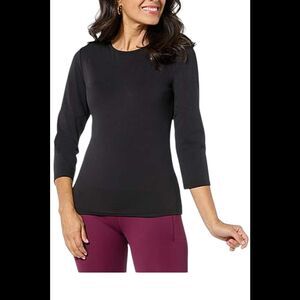 Joy Collection Women's Luxe Performance Crew Neck Top Black - Regular